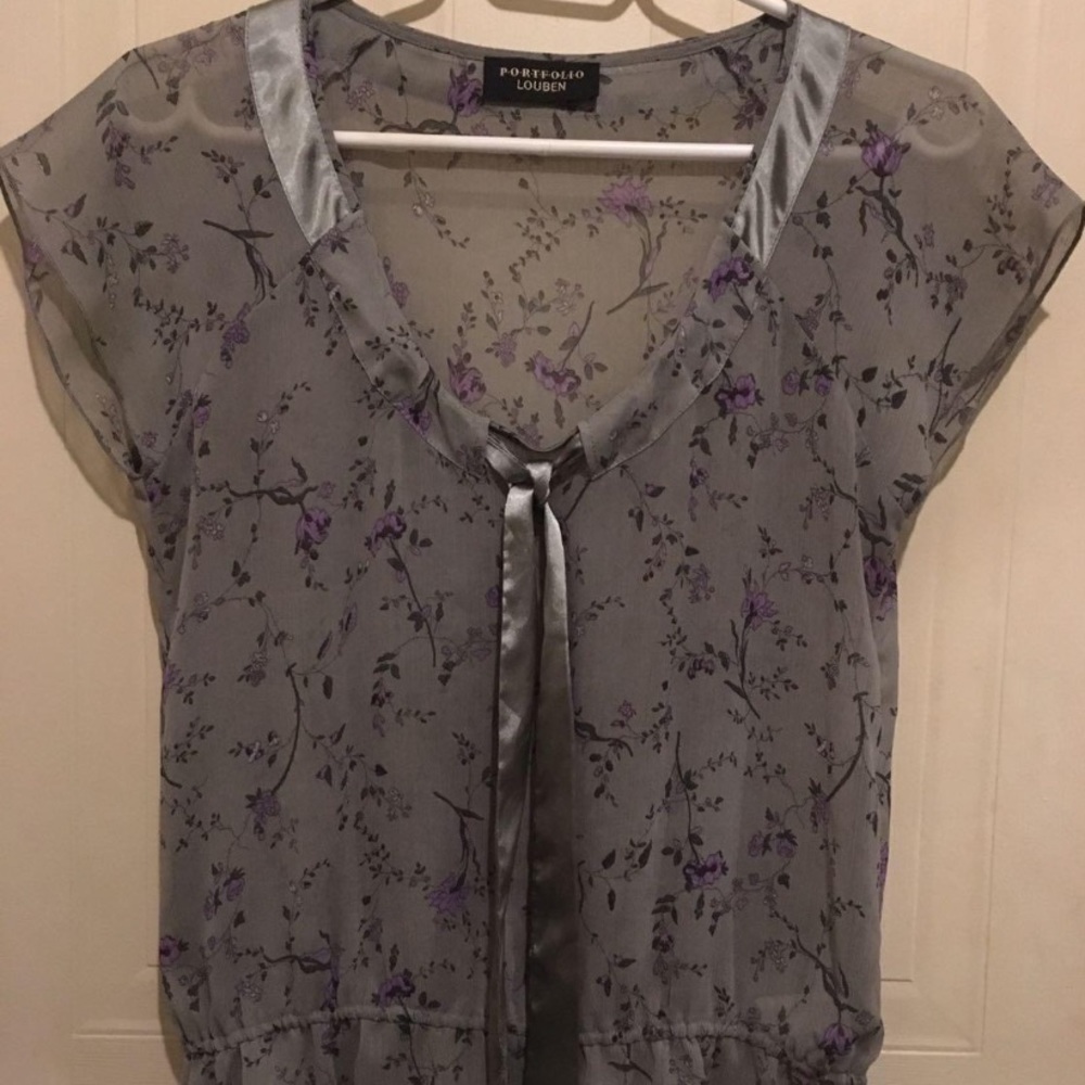 Beautiful purple sheer floral blouse